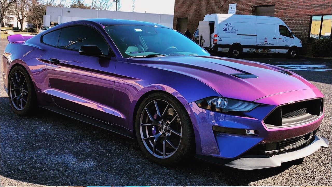 stangmode, purple blue mustang, color changing paint, 2018 ford mustang wra...