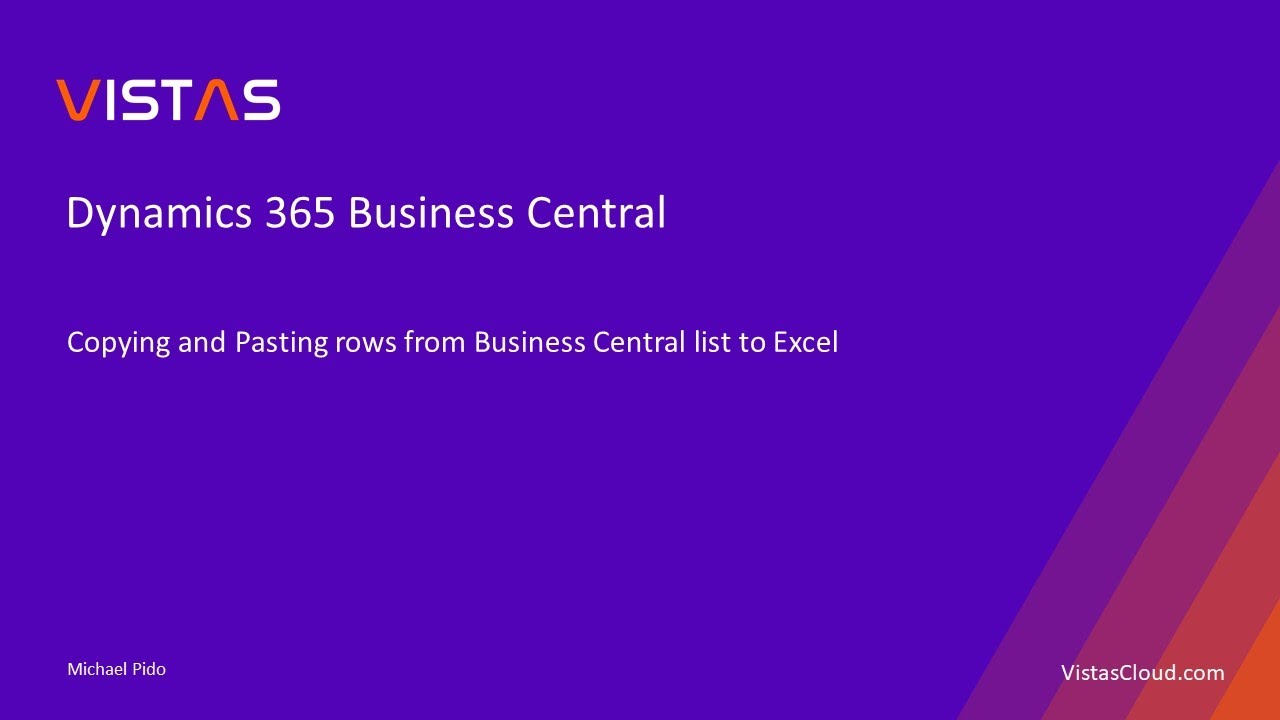 Dynamics 365 Business Central - Copying and Pasting rows from Business Central list to Excel