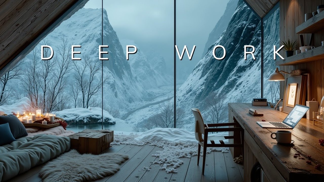 Зимняя музыка для глубокого сосредоточения | Уютная атмосфера кабинета ~ Продуктивный рабочий поток