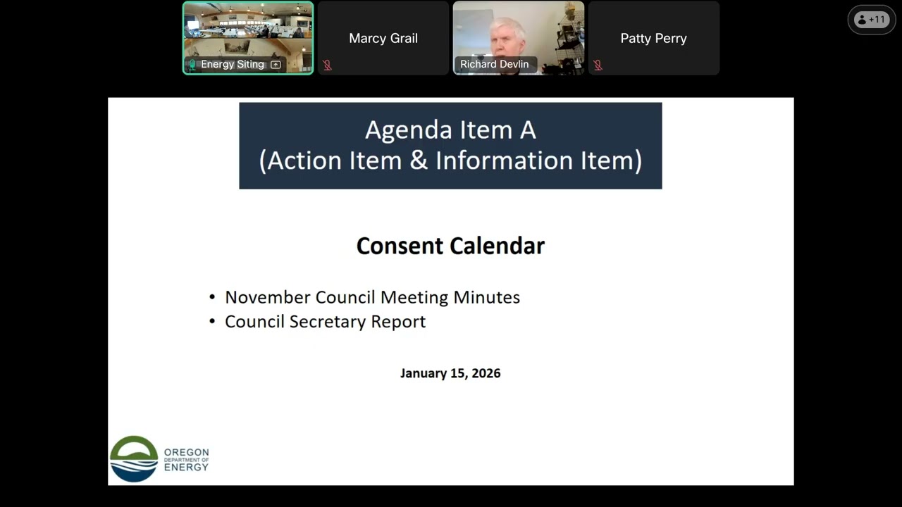 Energy Facility Siting Council Meeting | January 15, 2026