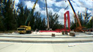 Harrison Crane time lapse of 3 cranes erecting large straddle crane