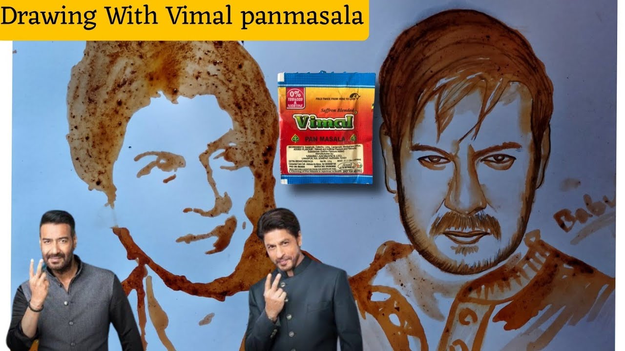 Drawing with Vimal Pan Masala  Ajoy deb gon || Sharukhan✍️😛