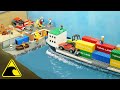 Ship crashes into lego city  tsunami dam breach  lego disaster experiment