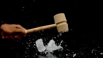 Slow motion in Ice breaking by hammer