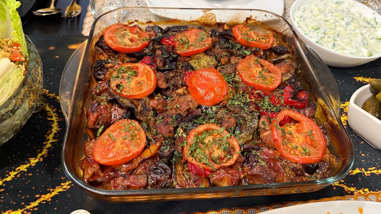 فطور ١٥ رمضان تبسي باذنجان 🍆 رهيب برغل شوربت الخضراوات رهيبة تمر مشي بالجوز