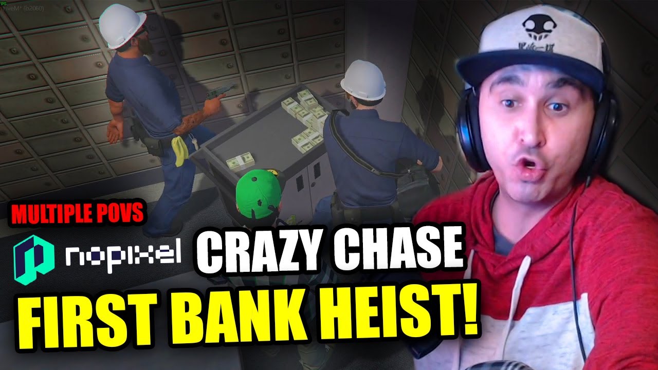 Summit1g FIRST BANK HEIST WITH CRAZY POLICE CHASE (Multiple POVS)