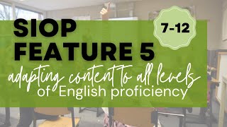 SIOP Component 1 Feature 5