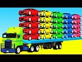 SPIDERMAN Transportation Color CARS on Truck with Superheroes Ironman and Hulk GTA V