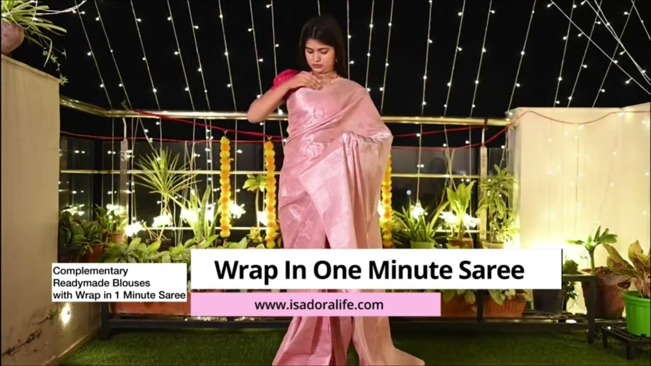 ready to wear readymade Pre stitched wrap in one minute Saree with free ready blouse