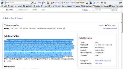 Odesk, Data entry Video upload