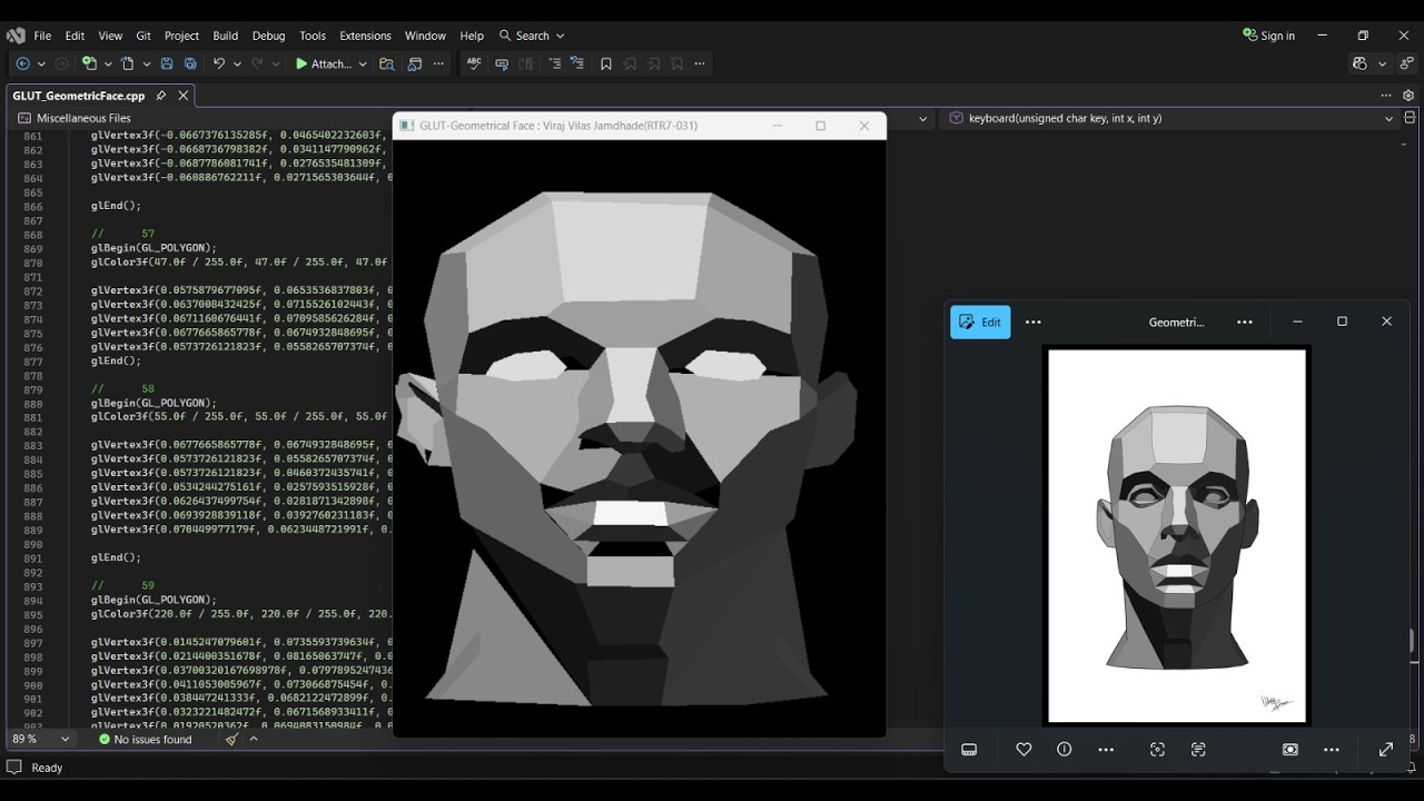 Geometric Face using OpenGL (GLUT) | Computer Graphics Project in C++ ...
