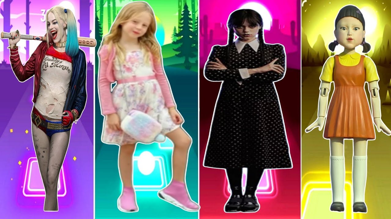 Tiles Hop - Suicide Squad 🆚 Like Nastya 🆚 Wednesday 🆚 Squid game 2 🎶 Tiles Hop EDM Rush