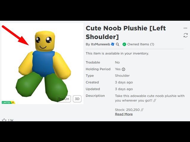 Cute Noob Plushie [Left Shoulder]