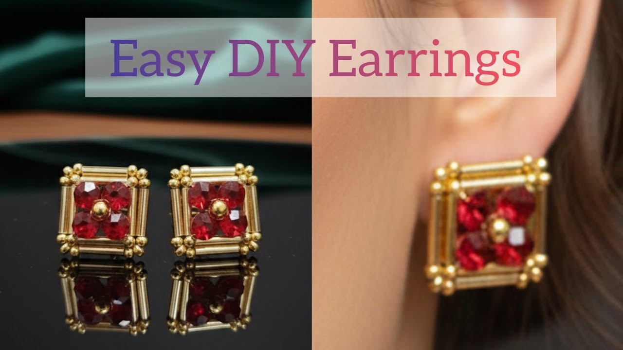 "Step-by-Step Square Shape Earrings Tutorial: Easy & Stylish with Bicone, Bugle, & Seed Beads"