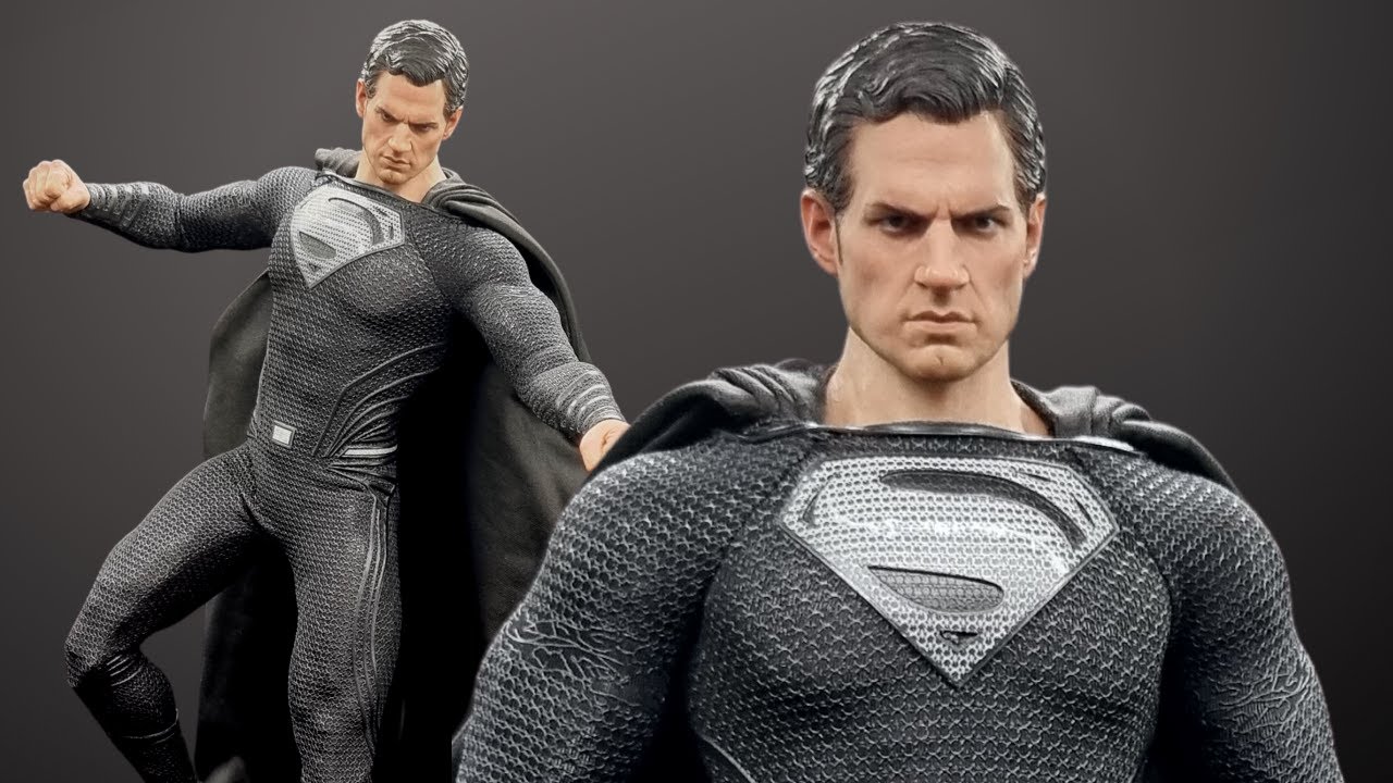 Custom Black Distressed Superman T-Shirt and Jeans for 1/6 Scale Figure
