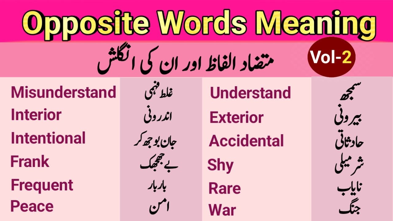 Vocabineer - 100 Opposite Words with Urdu meanings Get