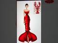 Bold, red and shiny… A dress designed inspired by the lobster — sketch process. 🦞❤️