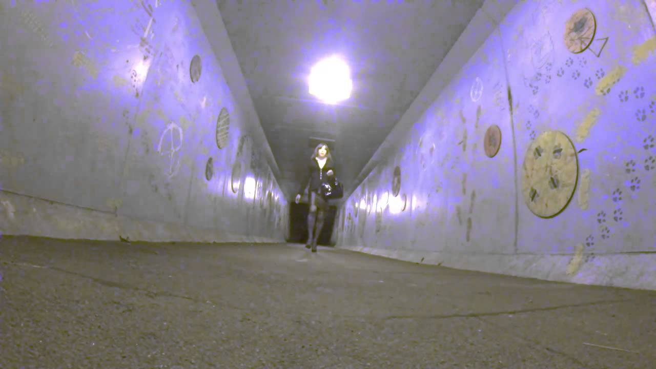 Outdoor Street Walking Transvestite Business Woman - Underpass Part 1