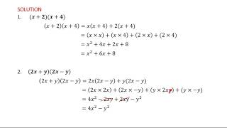 5 Multiplication of two binomials