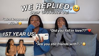 DEAR GRADUATE US! | *reacting to questions from our first year selves!*