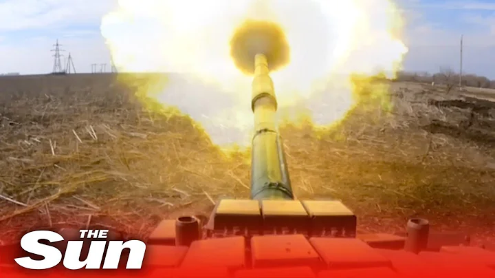 Russian T-72B3 tanks fire heavy guns at Ukrainian targets