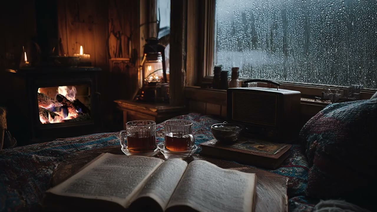 Dark Rainy Night in a Forest Cabin 🌧️ Cozy Bedroom Ambience for Deep Rest