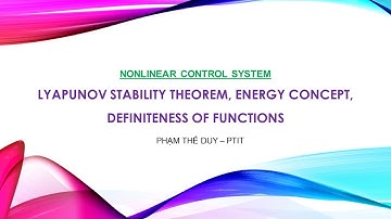 16a   Lyapunov Stability Theorem, Energy Concept, Definiteness of functions