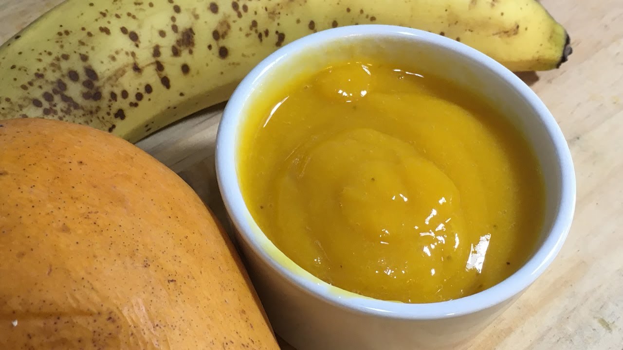 How to make Mango Banana PureeBaby food YouTube