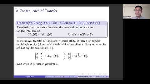 Automorphic Periods and Relative Trace Formula - Jingwei Xiao