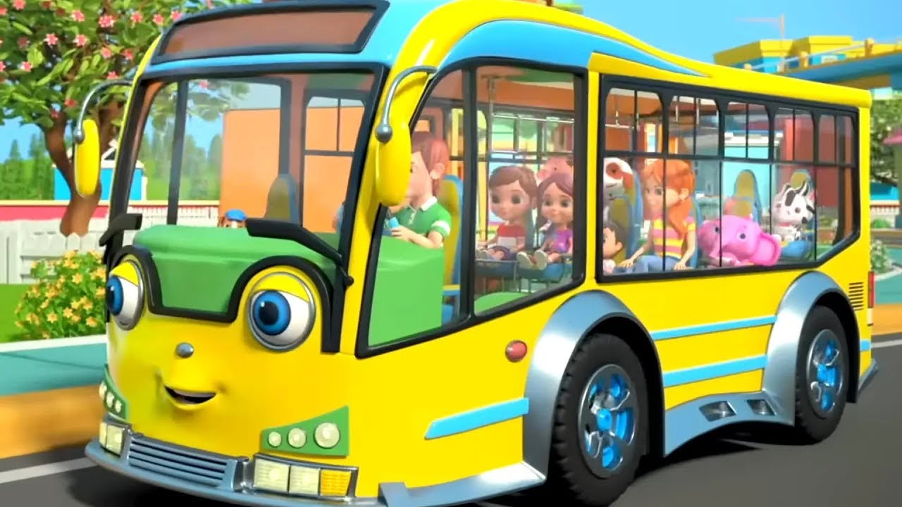 Wheels On The Bus Go Round And Round, Vehicle Song and Nursery Rhymes for Kids - Live