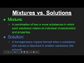 Mixtures vs. Solutions