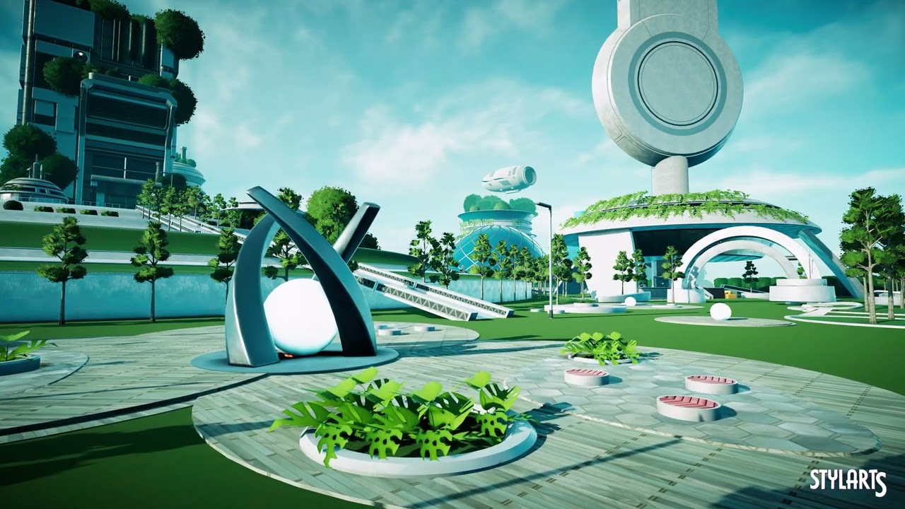 Stylized Solarpunk City, video preview 2