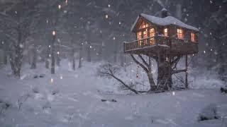 ASMR: Cozy Snowstorm Sounds in a Tree Cabin #cozycabinambience #cabin #whitenoise