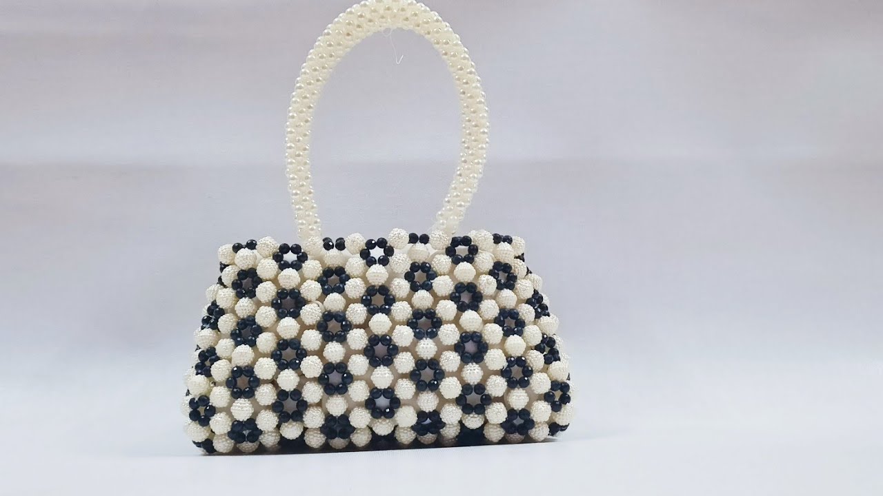 Part 1 How to make beaded bag||Putir Bag|| Black and white beaded bag Whatsapp no. 9753932535