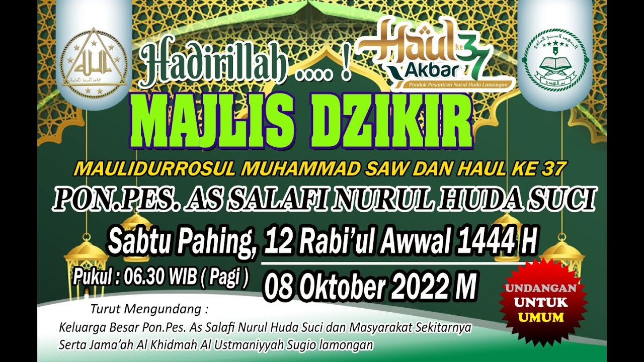 🔴[ LIVE FULL ] MAJLIS DZIKIR MAULIDIRRASUL SAW & HAUL KE-37 PONPES NURUL HUDA SUCI SUGIO LAMONGAN