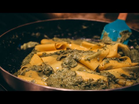 We made FARM FRESH BASIL PASTA from scratch | ASMR