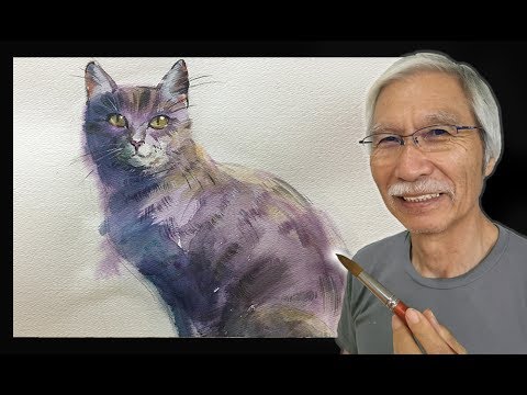 Watercolor Tutorial How To Paint A Cat 水彩画の基本 猫を描くコツ 5分講座 Youtube