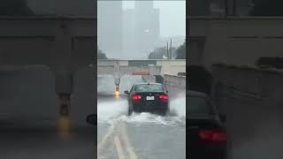 Drivers Stop At Flooded Underpass In Houston, Texas