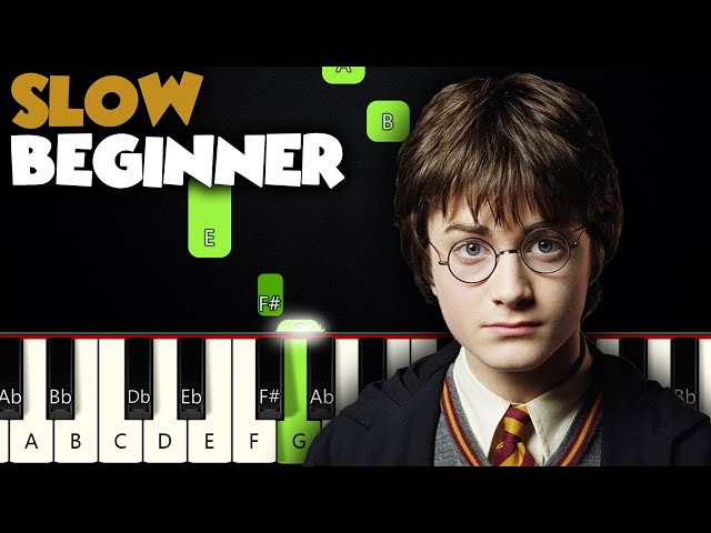 Harry Potter - Hedwig's Theme | SLOW BEGINNER PIANO TUTORIAL + SHEET MUSIC by Betacustic class=