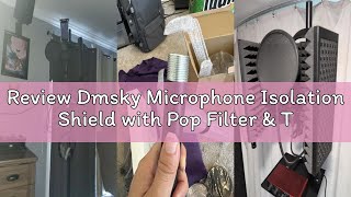 Review Dmsky Microphone Isolation Shield with Pop Filter & Tripod Stand, Foldable Mic Shield with Tr