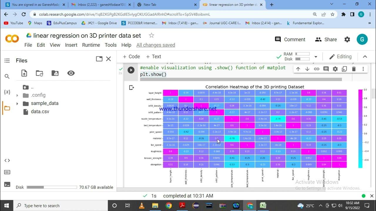 Linear Regression Study on 3D Printer Data Set Using Python - YouTube