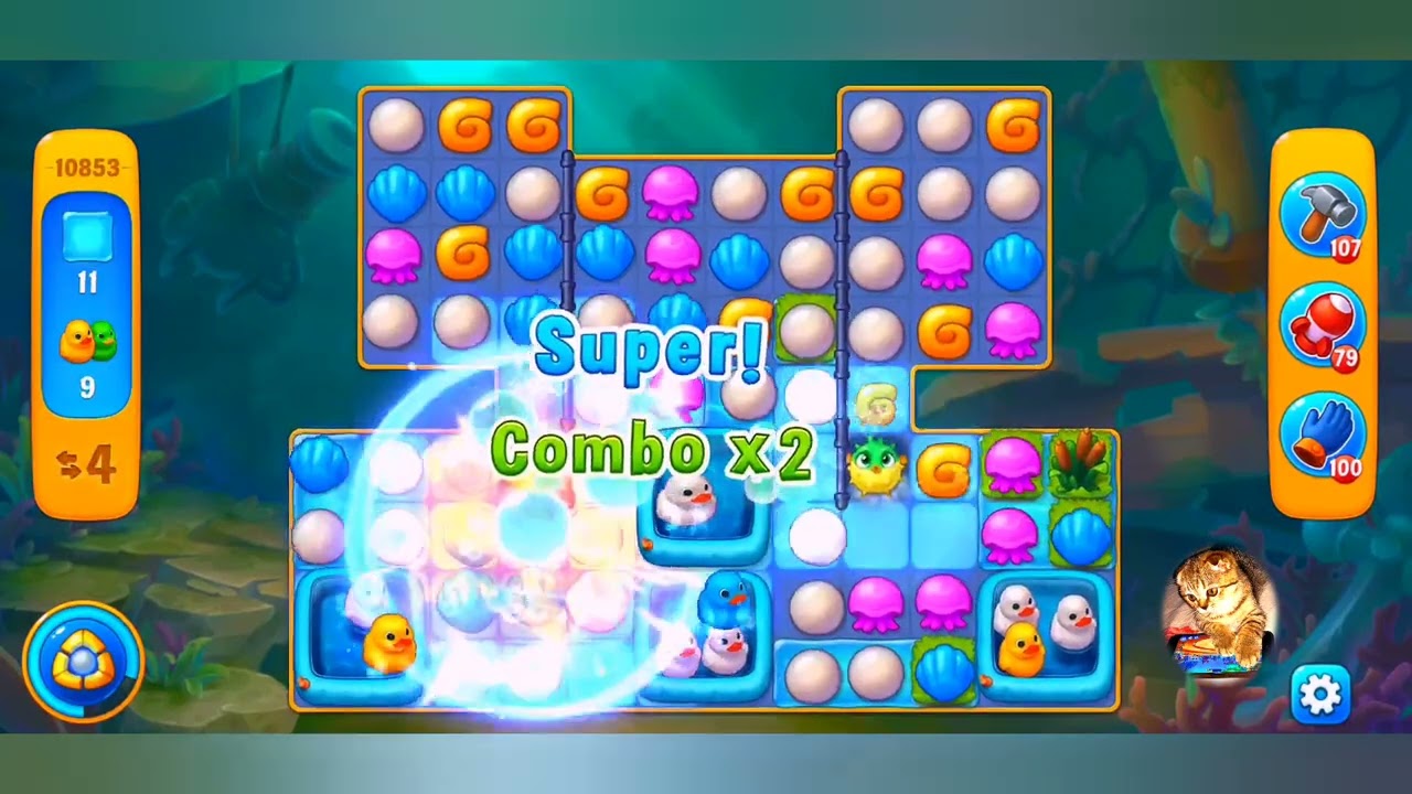 фишдом 2022  #  10853 уровень - прохождение без бустеров # Fishdom,   10853  level - no Boosters.