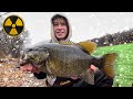 Radioactive smallmouth bass fishing in brutally cold weather