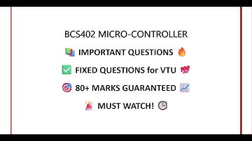 🔴 VTU Microcontroller (BCS402) | Most Important Questions & Answers 2024-25 | Score 80+ in 4th Sem 💯