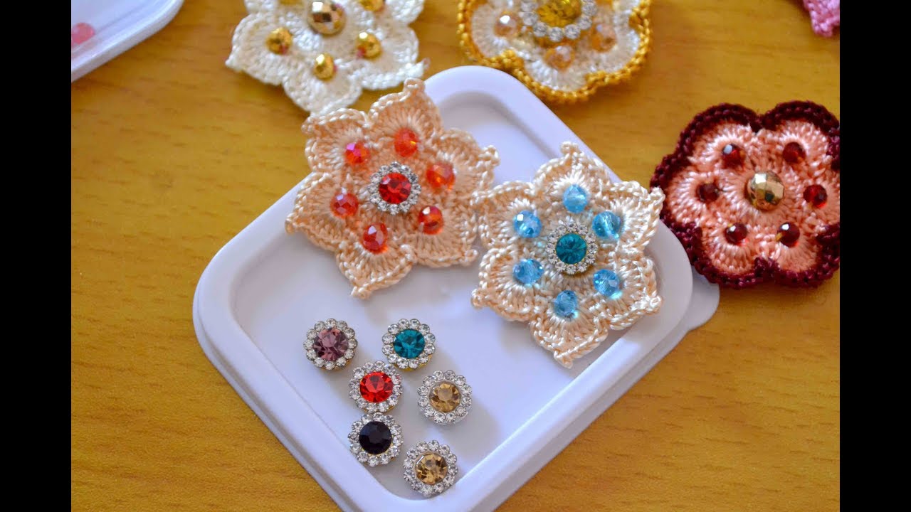 وريدات الكروشي على شكل نجمة بالكريستال / Star Crochet Flower