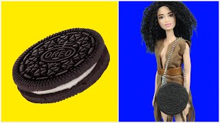 DIY BARBIE Saç Yapımı Siyah Kıvırcık Tarzı ~ OREO Çantası, Küpesi ve Kıyafetleri Nasıl Yapılır?