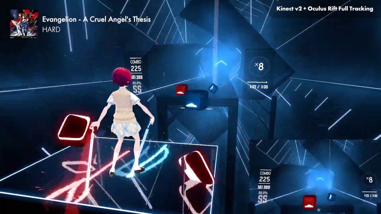 Beat Saber 残酷な天使のテーゼ エヴァンゲリオン Hard Kinect V2 Oculus Rift Full Tracking Youtube