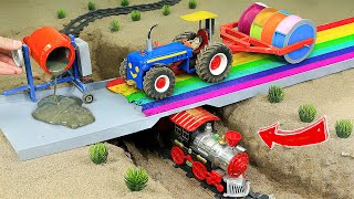 Top diy tractor making mini Concrete bridge | diy tractor build a Train Bridge || DongAnh mini