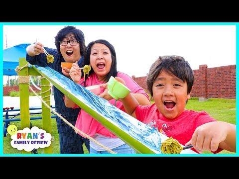 Noodle Challenge with Japanese Bamboo Noodle Slide and Trip to Japan for Family Fun Vacation