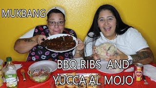 Bbq ribs and yucca al mojo mukbang